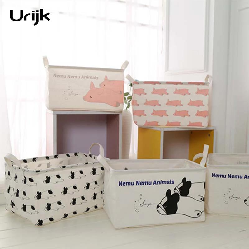 Urijk Home Fabric Folding Storage Boxs With Handle Laundry Basket Cloth Washing Box Toy Organizer Debris Finishing Large | Дом и сад
