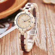 Небольшой ремешок деревянные часы для женщин дамы кварцевые наручные часы палисандр орех из розового дерева наручные часы элегантный браслет часы