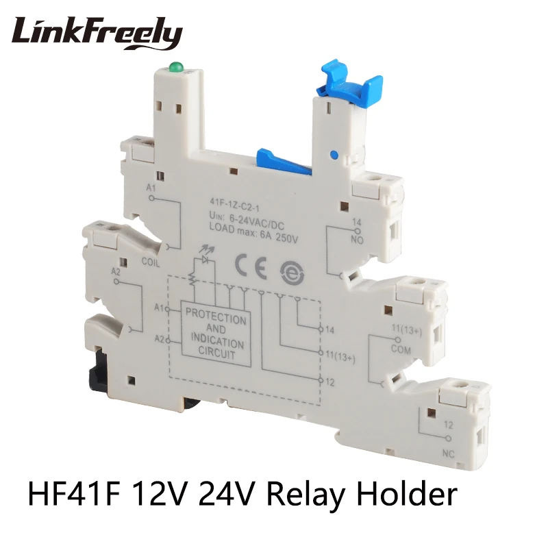 41F-1Z-C2-1 держатель реле для соответствия HF41F Micro PCB Крепление Реле питания Выход 6A/250 В вход 6-24VAC/DC 5 Pin напряжение Контактное реле