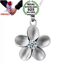 OMHXZJ Wholesale jewelry woman plum blossom flowers AAA zircon 925 sterling silver pendant Charms PE34 ( NO Chain Necklace )