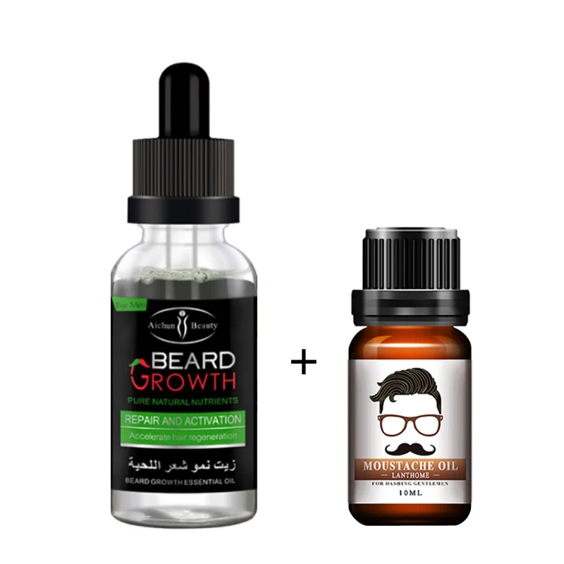 

2pcs beard moisturizing kit fast hair grow essence alopecia products beard grower for baldness regrowth serum for men and women
