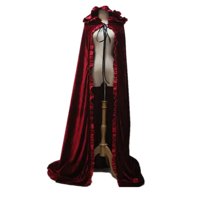 free shipping adult witch long red black halloween cloaks hood and capes halloween costumes for women