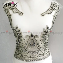 Высококлассная на заказ Стразы Свадебная аппликация для свадебного платья WDP-078