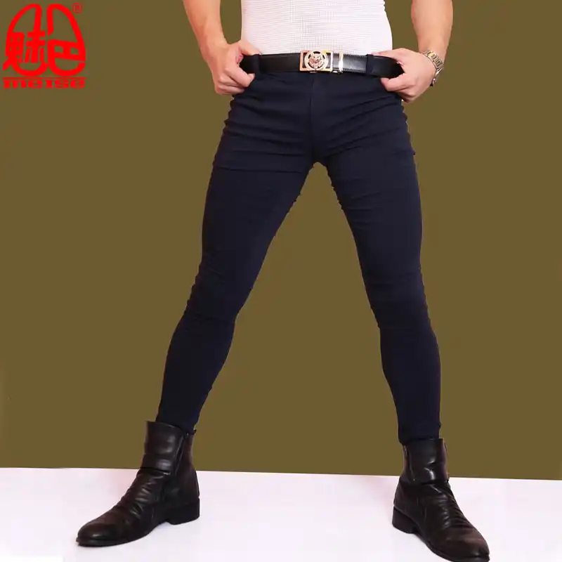 セクシーな男性ファッションジーンズ弾性鉛筆のズボンカジュアルソフトcomfortbleタイトなズボンエロランジェリークラブ摩耗プラスサイズf73 Skinny Pants Aliexpress