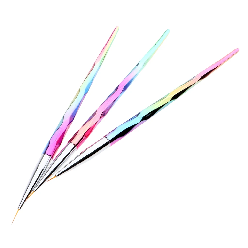 Perfeclan 5,8,10 mm Ultra Fine Heads Nail Art Drawing Painting Pens Liner Brushes Manicure Set Pack of 3
