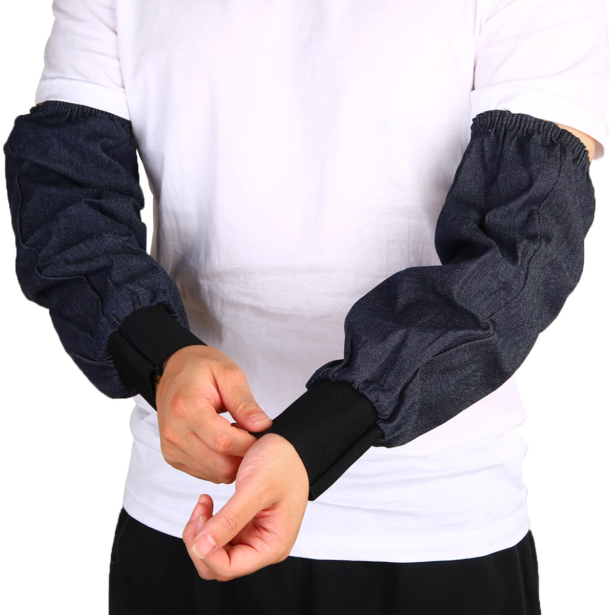 1 Pair Welding Arm Sleeves Denim Working Sleeves Cut Resistant Heat Safety Work for Welding Cutting Hand Arm Guard Protection