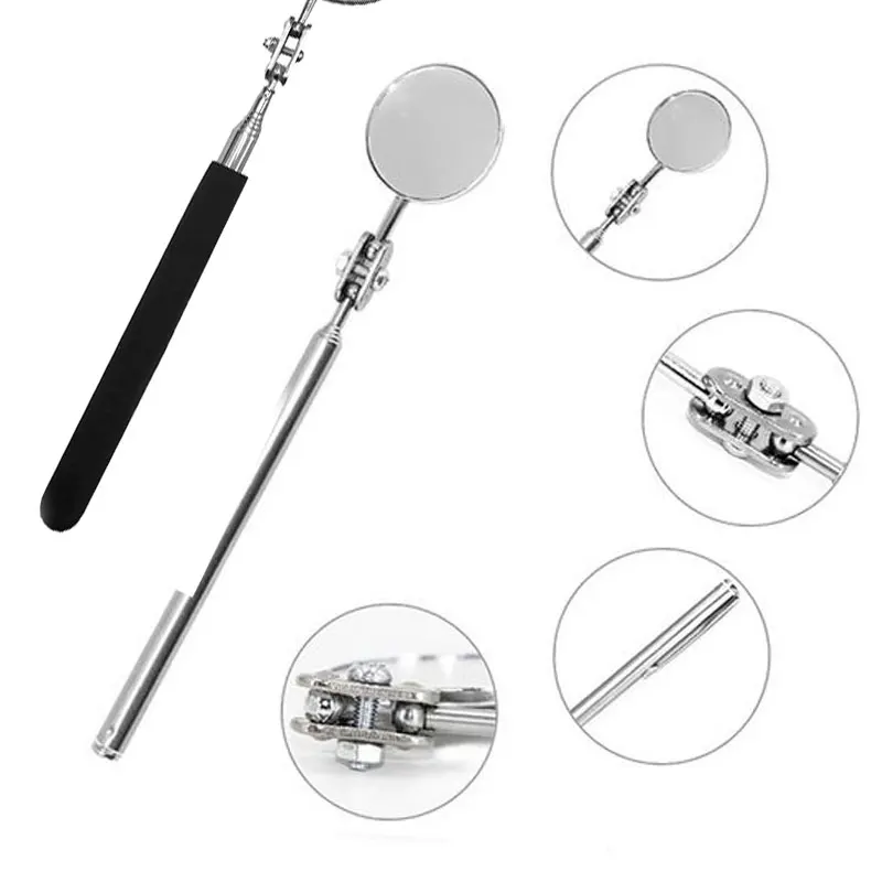 

Vehemo 50mm Telescopic Detection Mirror Folding Mirror Mechanist Universal Toolmakers Angle View Inspection Mirror Swivel