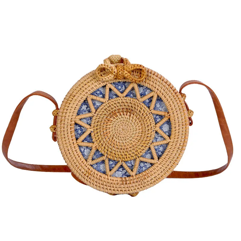 Female Vintage Bamboo Bags Women Bohemian Summer Beach Handbag Hollow Lady Circle Shoulder Bag Round Handmade Knitted Bag SS3033 (3)
