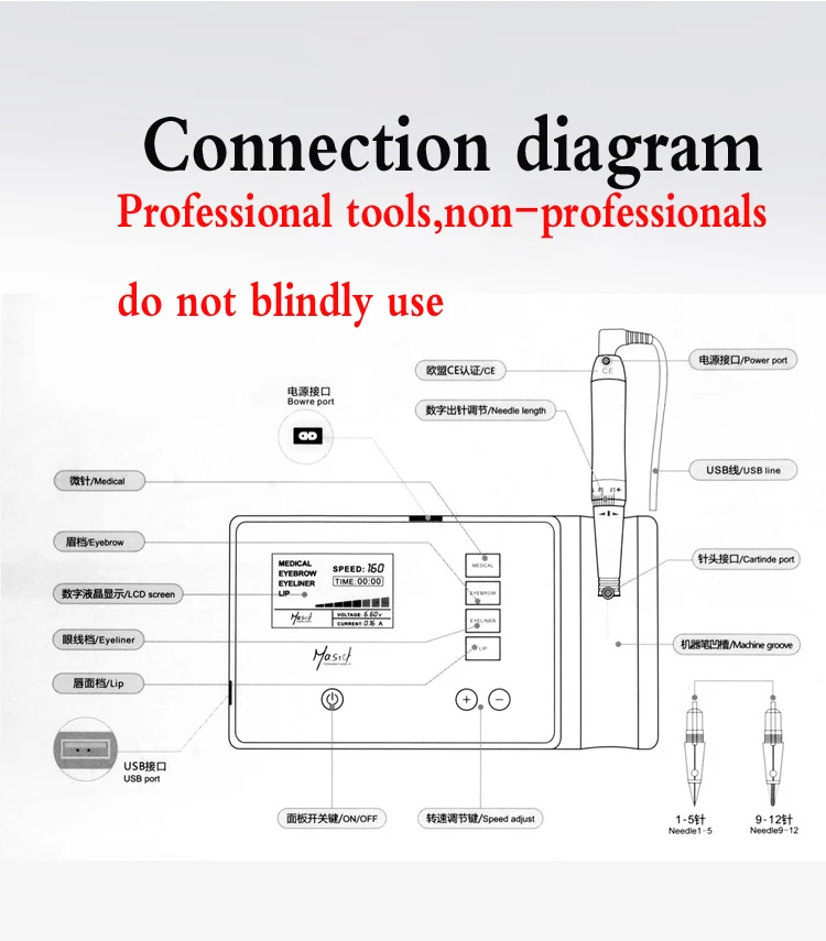 Mastor Перманентный макияж цифровой роторный бровей машина комплект, устойчивый, высокая скорость низкий уровень шума и mastor иглы доступны(обновление