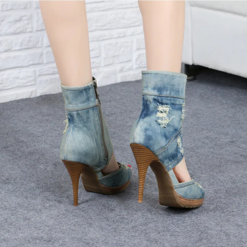 designer open toe booties