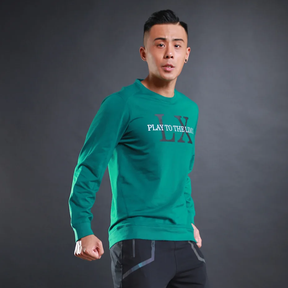 L10811 Men Long Sleeve Shirts Round Collar Sports Running Sweatshirt