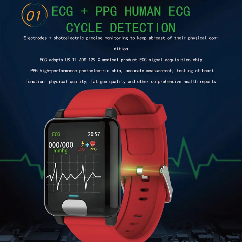 

Smart Band Blood Pressure ECG PPG Fitness Tracker Watch Waterproof IP67 Heart Rate Monitor Activity Tracker Women Men