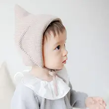 Новая мягкая Милая шапка для маленьких мальчиков и девочек, вязаная однотонная бини зимняя теплая шапка, удобный сенсорный подарок высокого качества