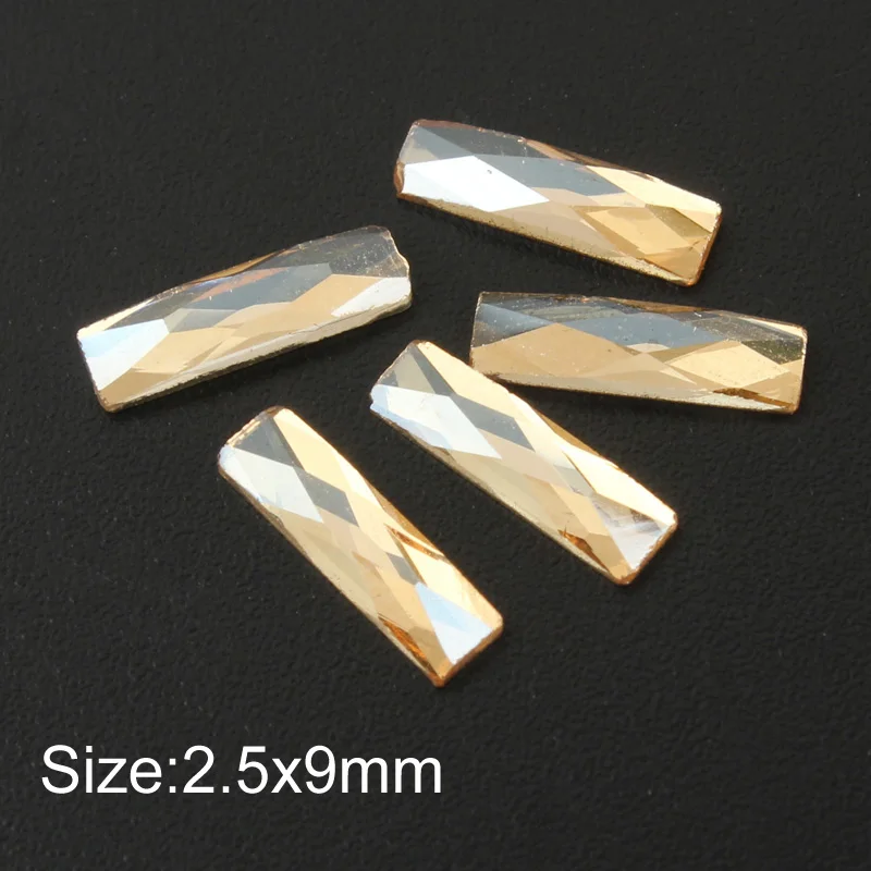 Сердце/конский глаз/луна/овальный кристалл для ногтей шампанское горный хрусталь 3D Шарм плоский стеклянный камень маникюр стразы для ногтевого дизайна каменный декор - Цвет: Strip  2.5x9mm