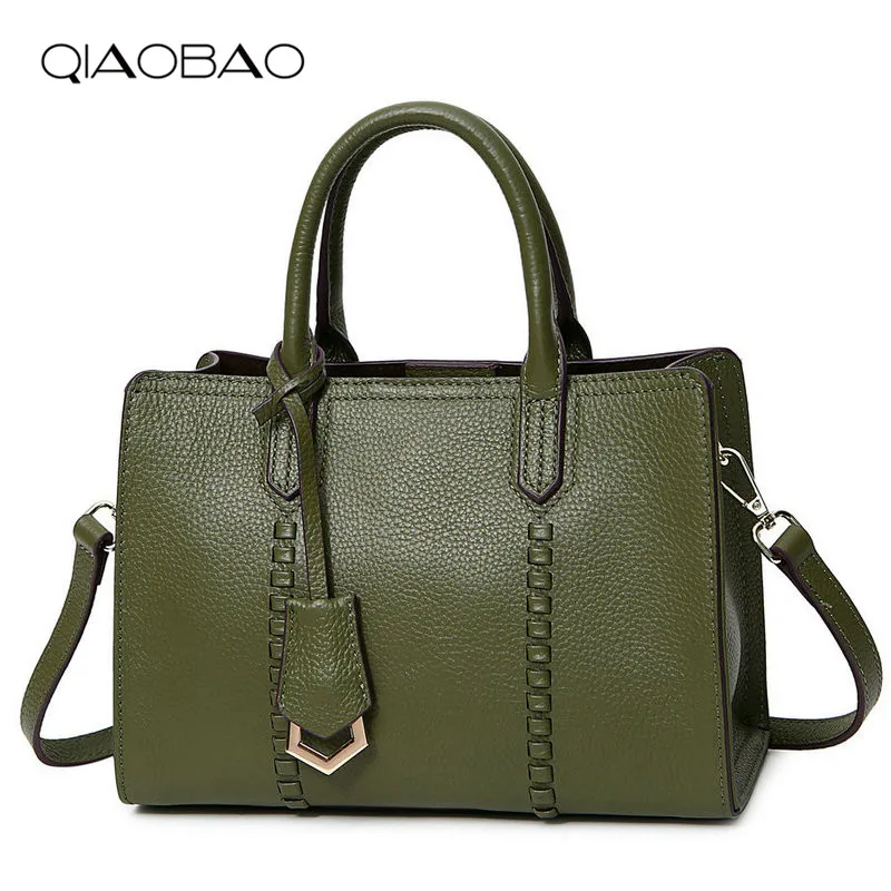 

QIAOBAO 2019 Litchi Pattern 100% Soft Real Leather Women Handbag Female Shoulder Bag Girls Messenger bag Casual Women Totes