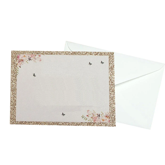 Dualswish 50 шт. блестящая золотая бумага свадебные открытки вечерние сувениры карты с конвертом Baby Shower Свадебные украшения - Цвет: Rose Gold blank
