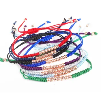 

Colorful Summer Design Wholesale Top Quality Braided Bracelets,Rose gold Color Round Bead Handmade Macrame Bracelet,Gift