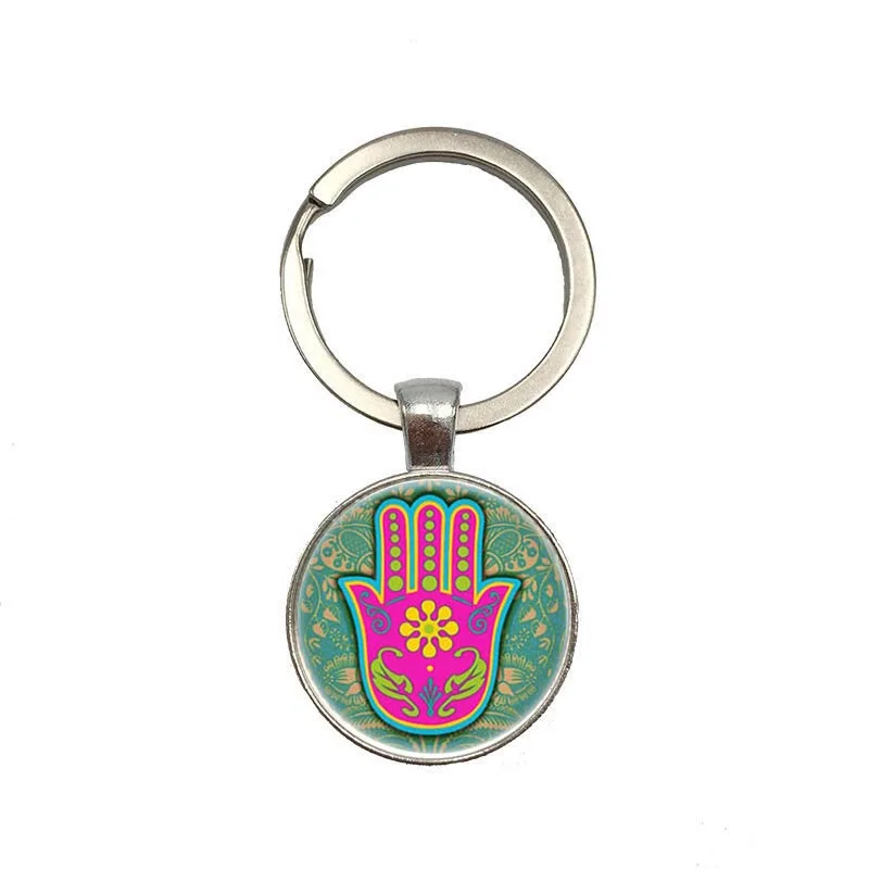 Hamsa изображение красочный брелок стекло фото подарок для друга Chaveiros Para Chaves