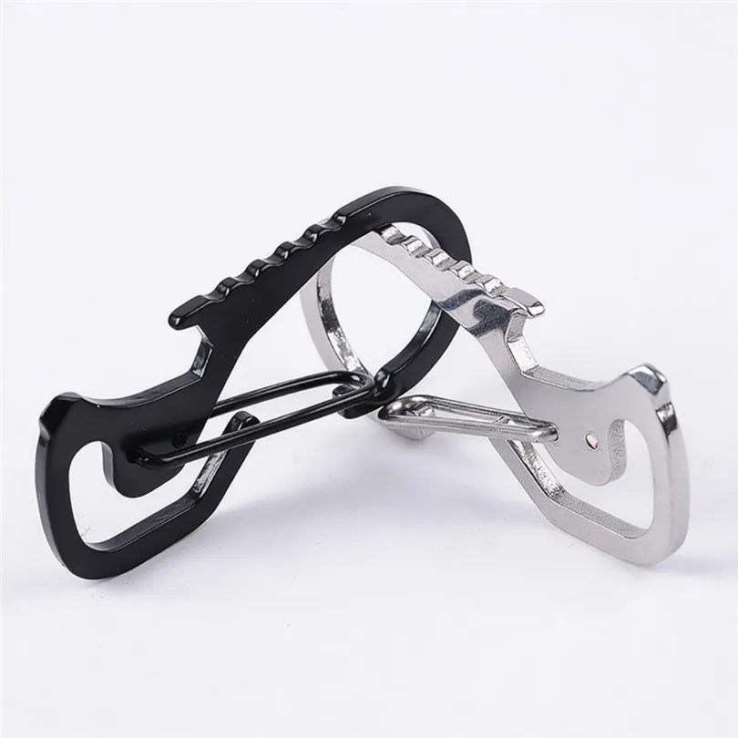 Portable Stainless Buckle Carabiner Keychain Key Ring Clip Hook Bottle Opener carabiner climbing Accessories Outdoor Tools #3d20 (5)