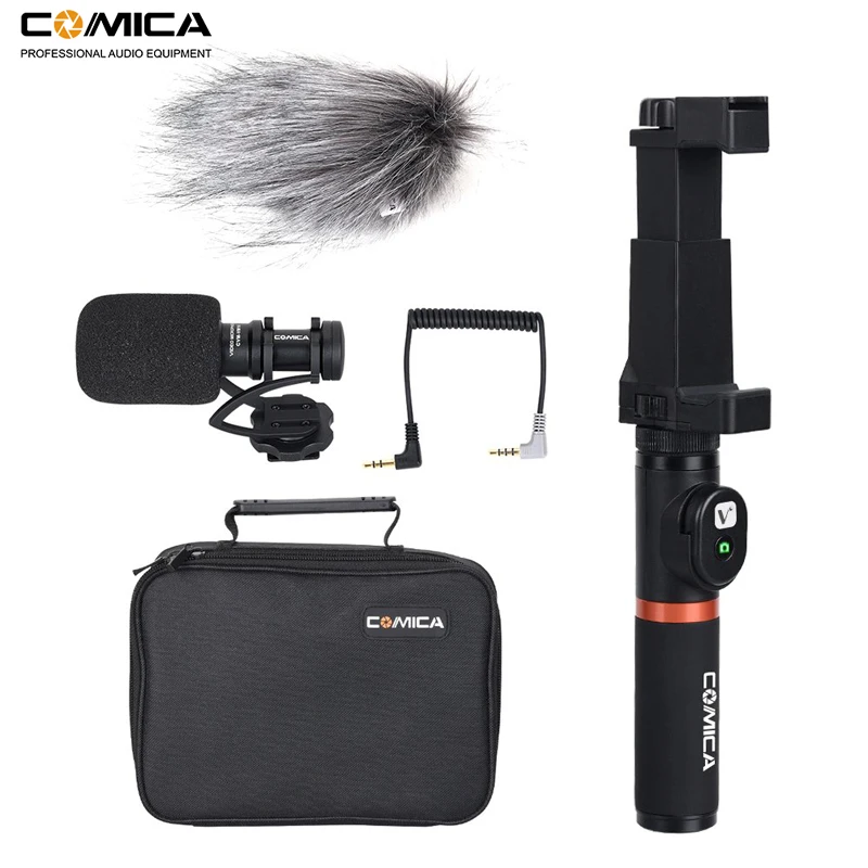 Comica Smartphone Video Rig Kit CVM-VM10-K3 Filmmaker Handle with Mini Phone Video Microphone for i