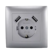 USB настенная розетка с двойным USB Порты и разъёмы 5V 2A Usb enchufes para Серебряный приз electrique приз usb murale steckdose LC-19