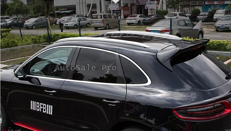لبورشه Macan 2016 2017 2018 اكسسوارات الألومنيوم سبائك الفضة أعلى سقف القضبان رف الجانب القضبان الديكور تقليم سيارة التصميم