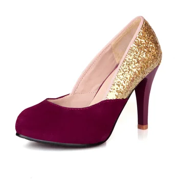 

2018 new age season fashion glasses with sequins shallow mouth high with round head bride shoes 18322