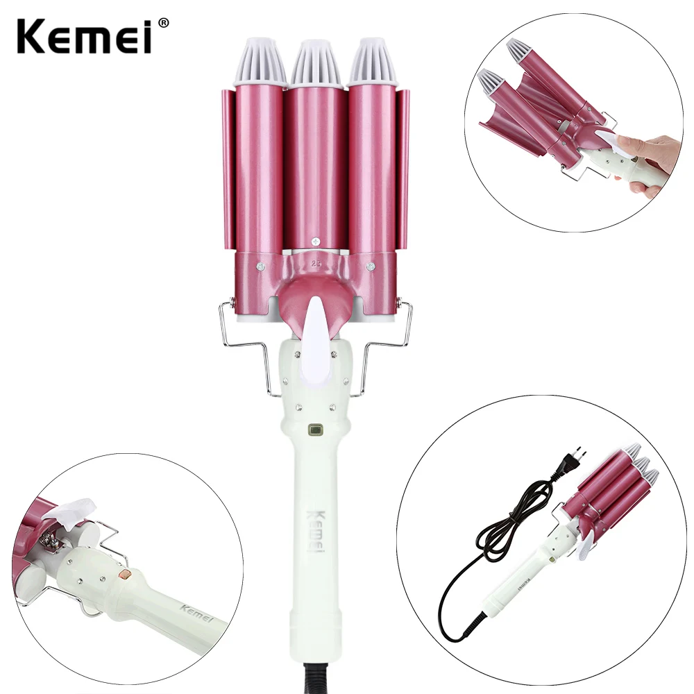 

Kemei KM - 926 Monofunctional Curler Curling Irons Tourmaline Ceramic Hair Waver Triple Electric Curler Perm Rolls EU Plug