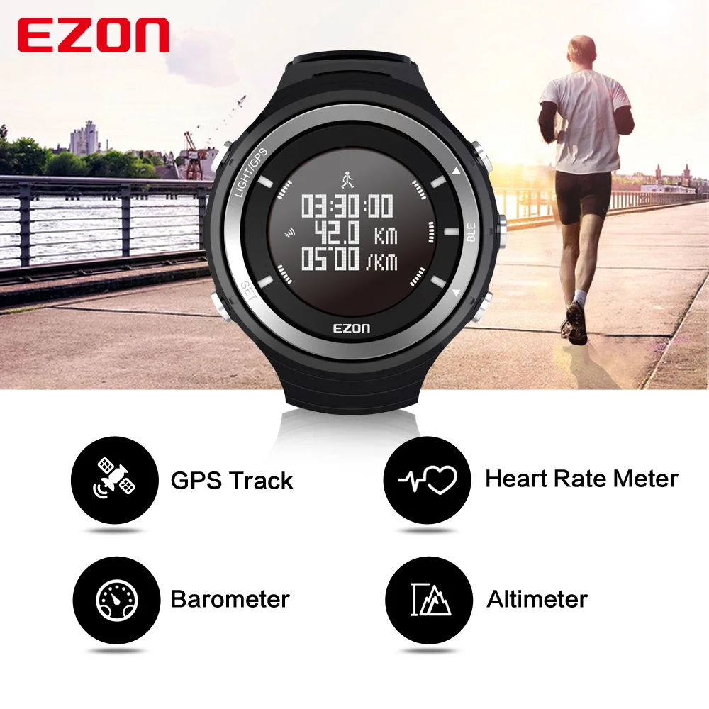 Спортивные фитнес часы EZON T033 пульсометр Bluetooth GPS трекер шагомер альтиметр