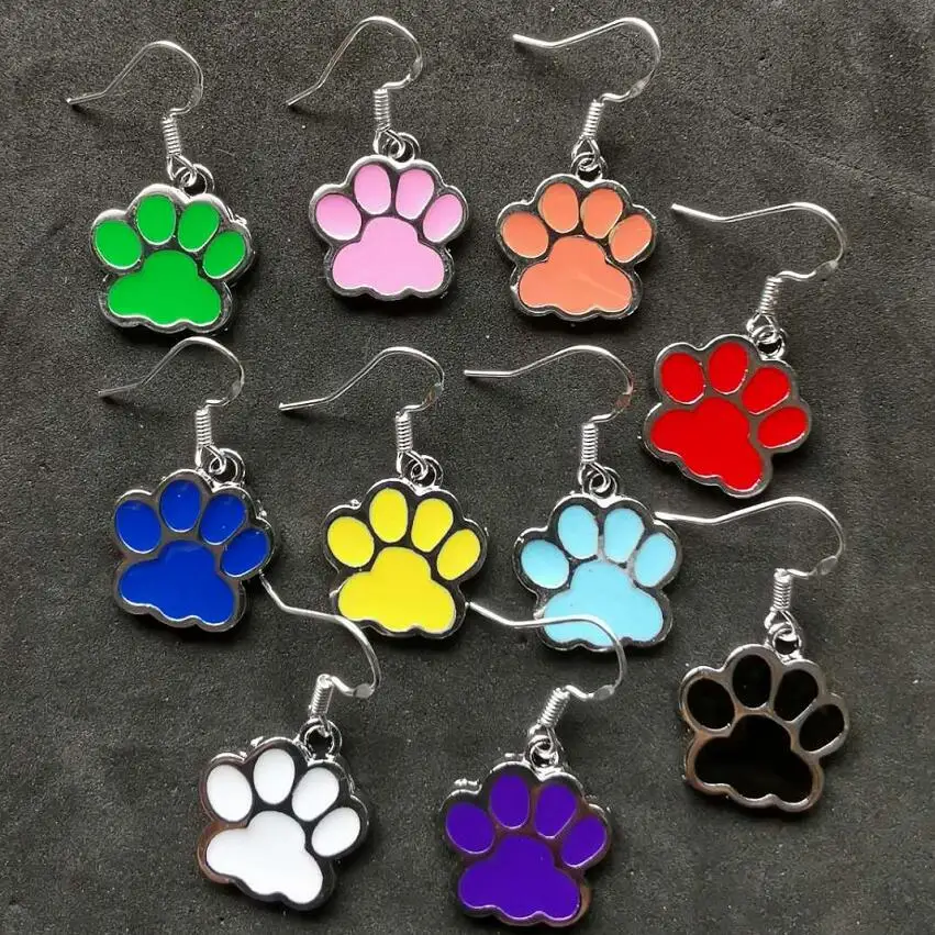 

Mix Design Drop Earrings Enamel Pet Dog Cat Foot Paw Print Dangle Earring For Women Christmas Gift Fashion Jewelry Drop Shipping