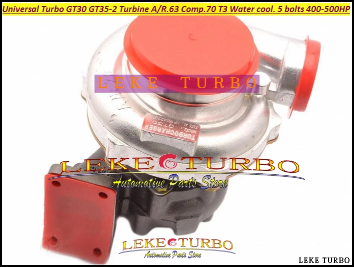 Turbo Turbocharger Universal Turbo GT30 GT35-2 AR .63 Comp. AR .70 T3 Water cooled and Oil cooled outlet 5 bolts 400HP-500HP (1)