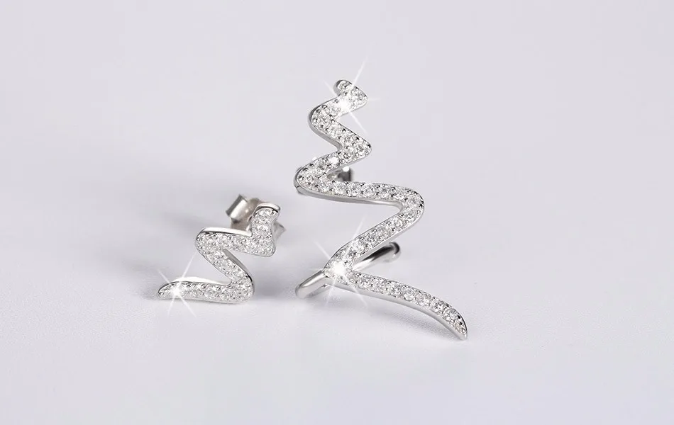 Effie queen Мода 925 пробы серебряные серьги для женщин CZ Кристалл Асимметричная Серьги гвоздики ювелирные изделия Pendientes Brincos BE05