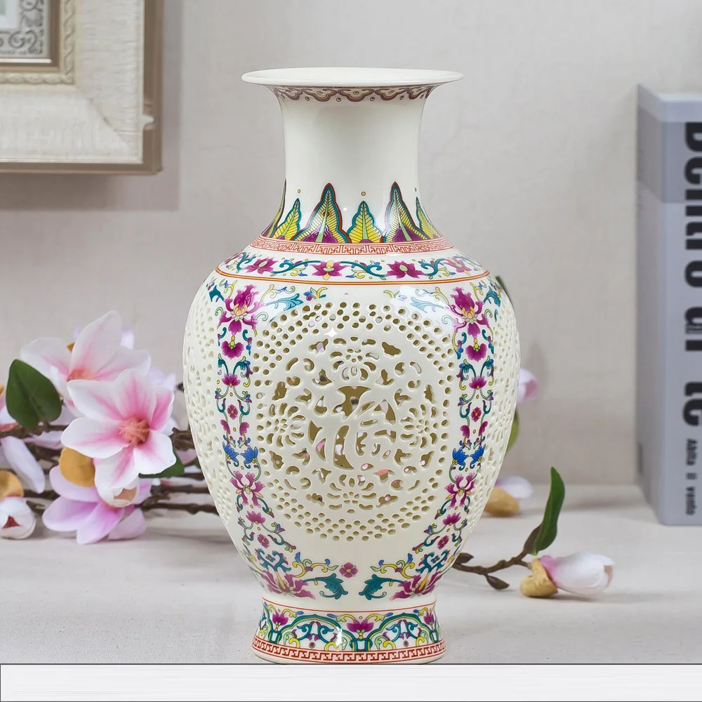 Details about   Handmade Hollow Ceramic Vase Pierced Porcelain Chinese Antique Reproduction #6 