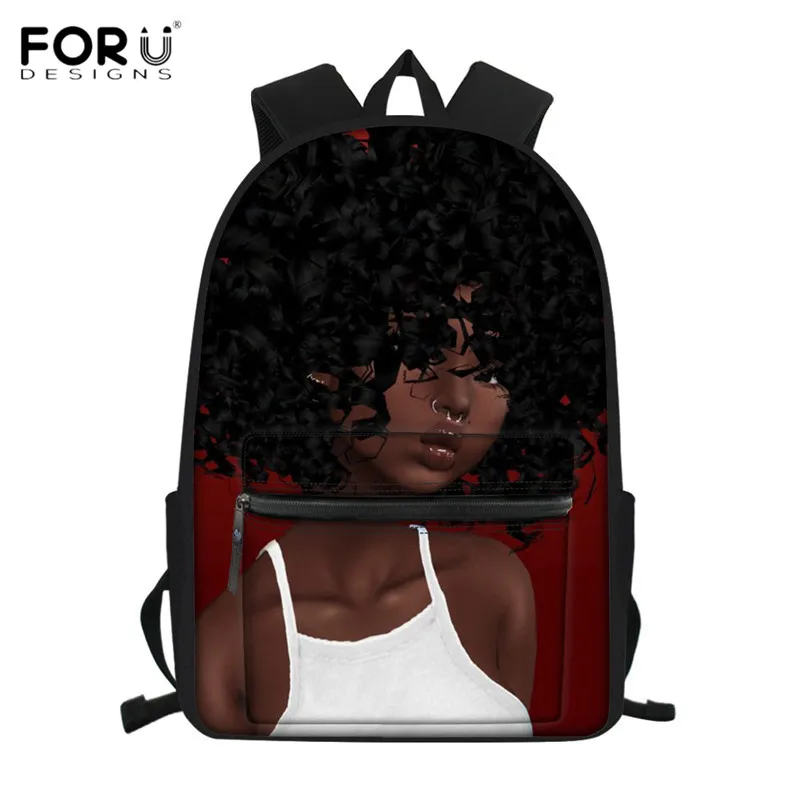 

FORUDESIGNS School Bags Afro Lady Girls Schoolbags Africa Beauty Princess Girls Children Shoulder Backpacks Waterproof Bookbags
