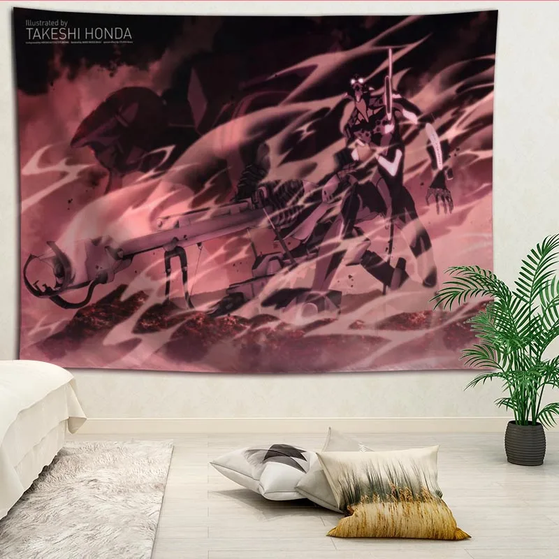 Пользовательские Неоновые генезис Evangelion печатных гобелены пляжное полотенце Йога коврик одеяло украшение стены Бохо Декор гобелен больше размеров - Цвет: 19