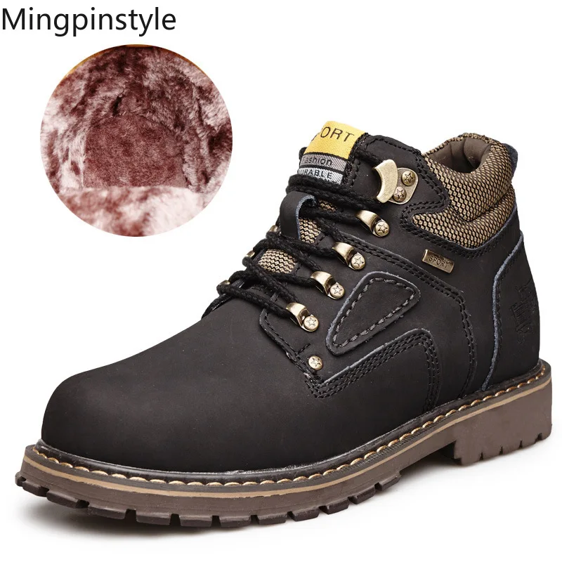 Mingpinstyle New Winter Men Boots Combat Military Boots Cow Leather Non ...