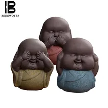 Аутентичные Исин фиолетовый глина милый монах мини украшения бытовых кунг-фу Чай комплект Чай домашних животных ручной работы сырой руды Zisha Винтаж ремесла