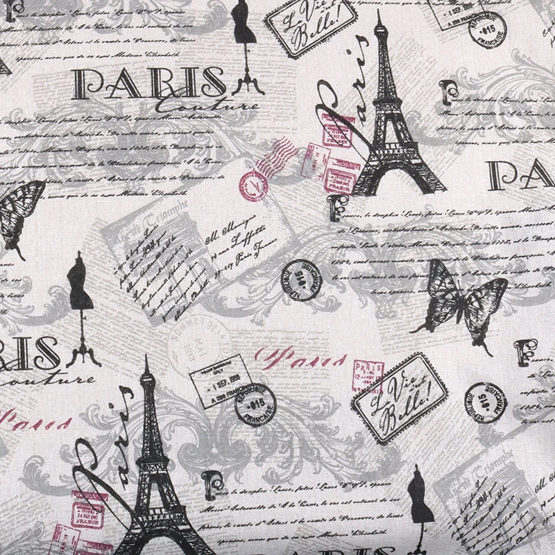 Nanchuang Tower Print Cotton Linen Fabric For DIY Sewing Sofa Curtain Bag Cushion Furniture Cover Quilting Material 100cmx150cm