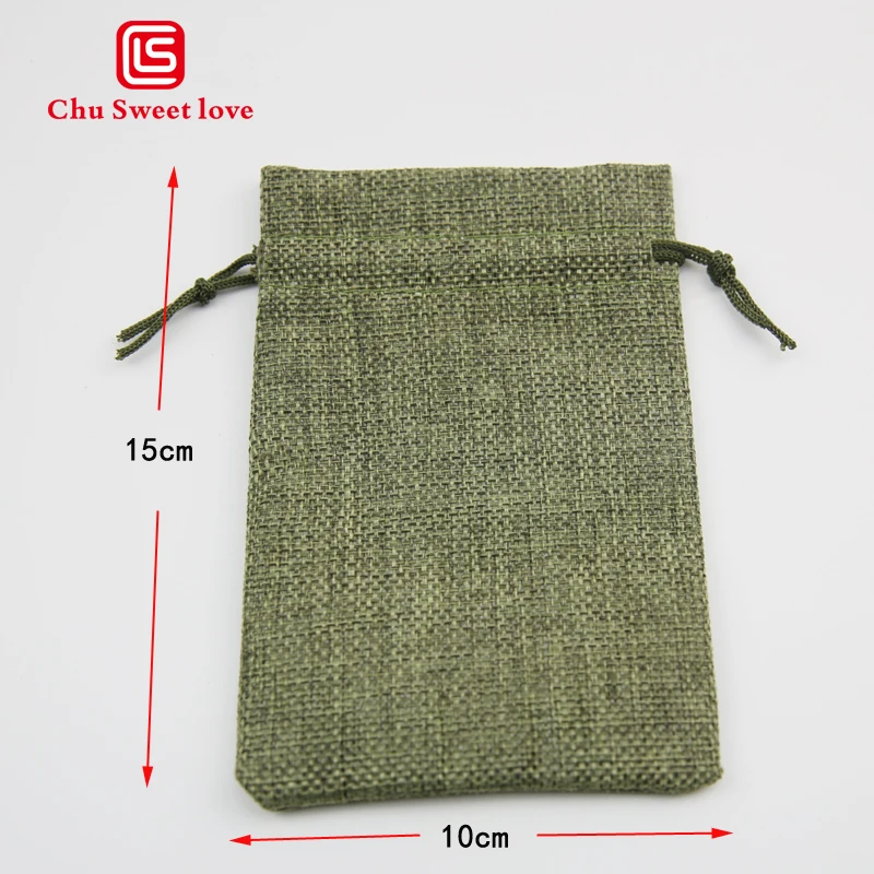 10Pcs 10 15Cm Christmas Linen Jute Gift Drawstring Bags Sacks Wedding Birthday Party Jewelry Drawstring Pocket