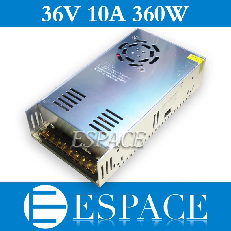 

10pcs/lot 36V 10A 360W Switching Power Supply Driver for CCTV camera LED Strip AC 100-240V Input to DC 36V free fedex