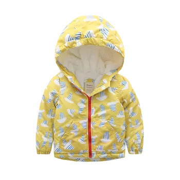 

M85 Fashion Cartoon Printing Winter Cotton Chirden Thicken Padded Lining Jacket Hoodies Keep Warm Boys Girls Coat Tops Outwear