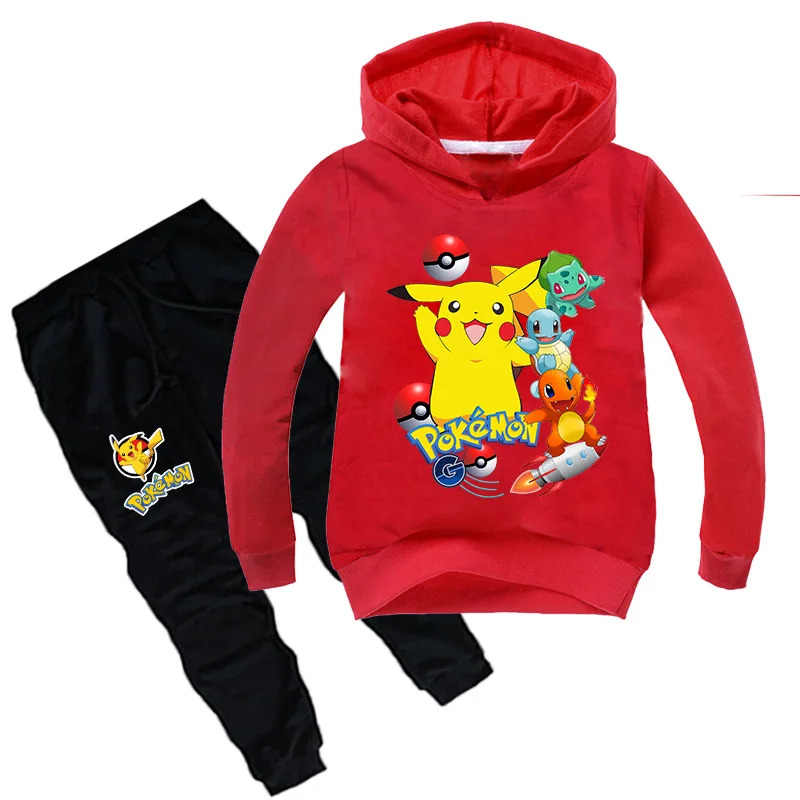 Z& Y/От 2 до 16 лет; Модный комплект детской одежды с покемонами; комплекты детской одежды; одежда для маленьких девочек с героями мультфильмов; спортивный костюм с Пикачу для мальчиков-подростков