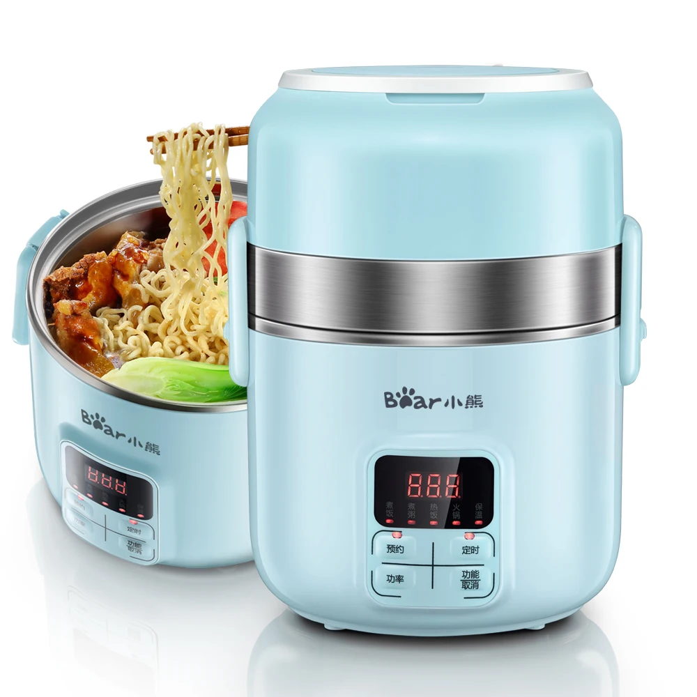  220V Multifunctional 3 Layers 2L Electric Rice Cooker Portable Intelligent Electric Heating Lunch B