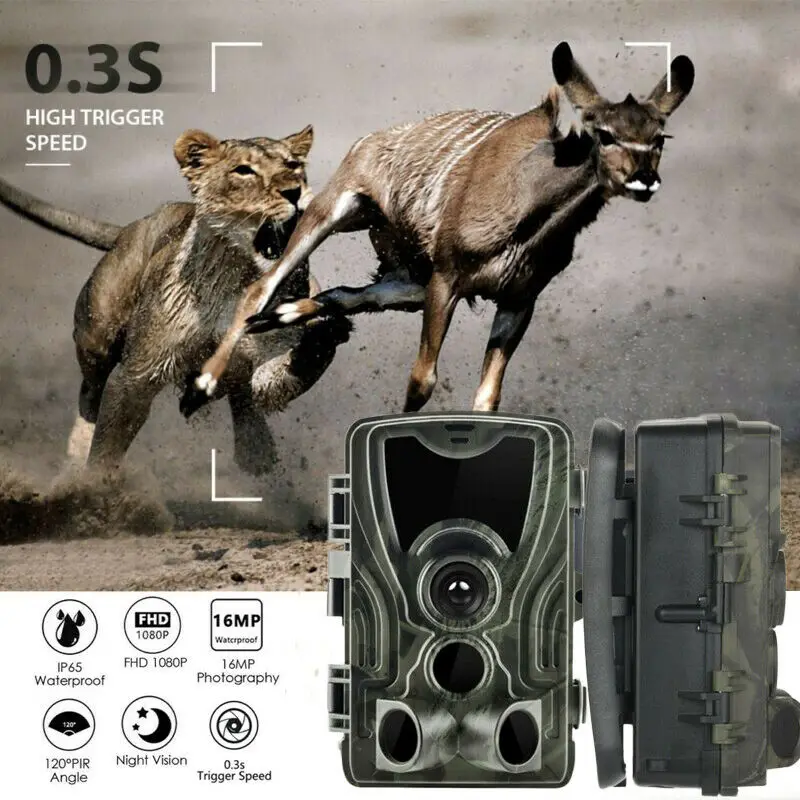

HC801A Hunting Camera Trail Camera IP65Photo Traps 940nm 1080P 16MP 0.3s Shutter