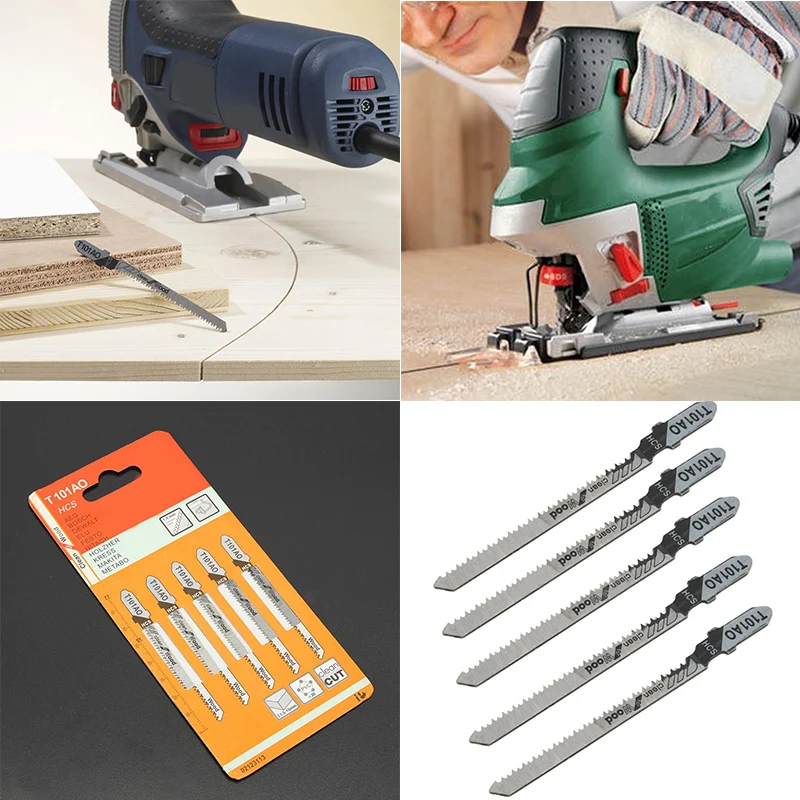 DWZ 5pcs New T101AO Jigsaw Blades Set Clean Cut Wood Scroll Cutting Tool 1.5-15mm