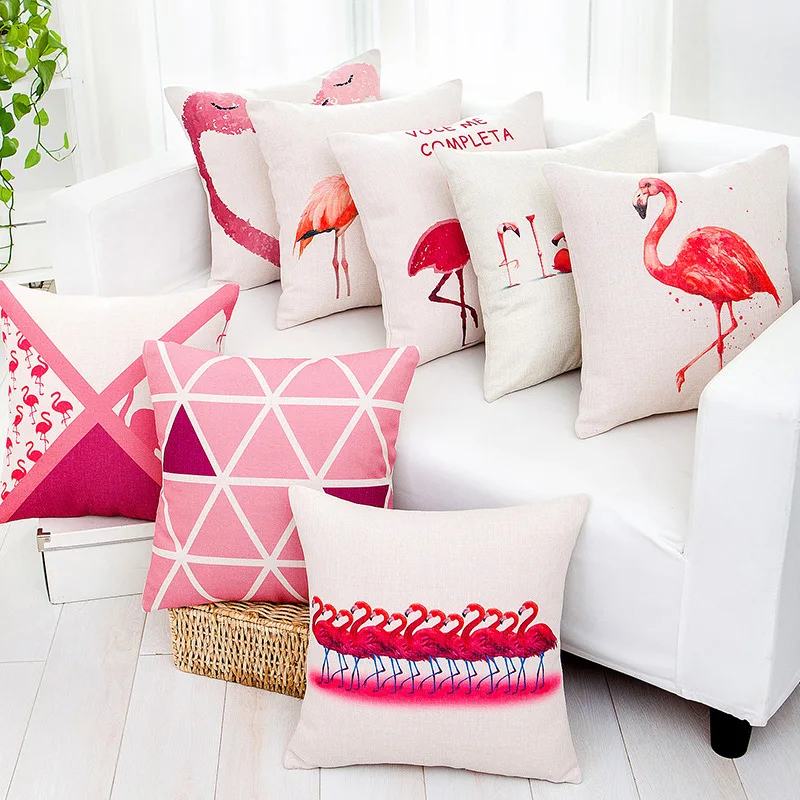 

Nordic Flamingo Tropical Leaf Cushion Cover Flower Polyester Throw Pillow Home Decoration Sofa Decorative Pillowcase