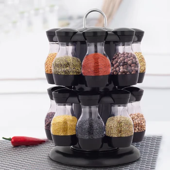 

Kitchen Double-deck Seasoning bottle Set Pepper and Salt Cruet ABS Kitchen Spice Rack Set Condiment Containers Tools kit