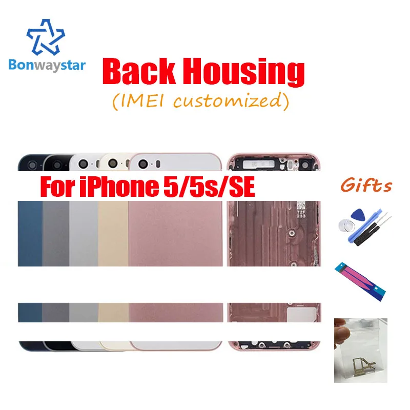

Bonwaystar Cover Back housing for iphone 5 5s Metal case Phone chassis For iphone 5s back cover Bar Custom housing add gifts