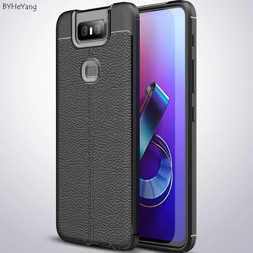 cheap Silicone Case For Asus Zenfone 6 ZS630KL case Soft Leather TPU Texture Phone Case Back Cover On Zenfone6 ZS630KL Business Coque