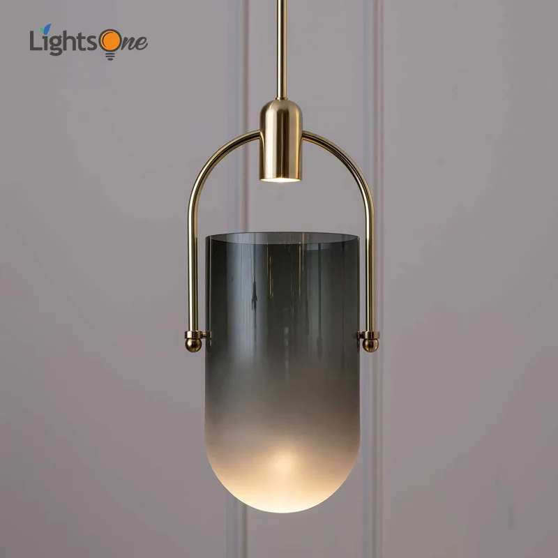 

Nordic simple single head pendant light glass cover restaurant bar cafe coffee shop personality creative bedside pendant lamp